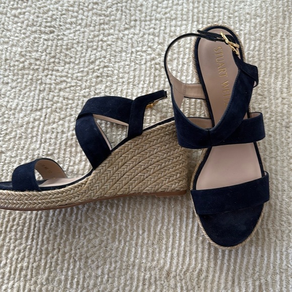 Stuart Weitzman women’s espadrilles wedges navy suede women’s size 10 - Picture 1 of 11